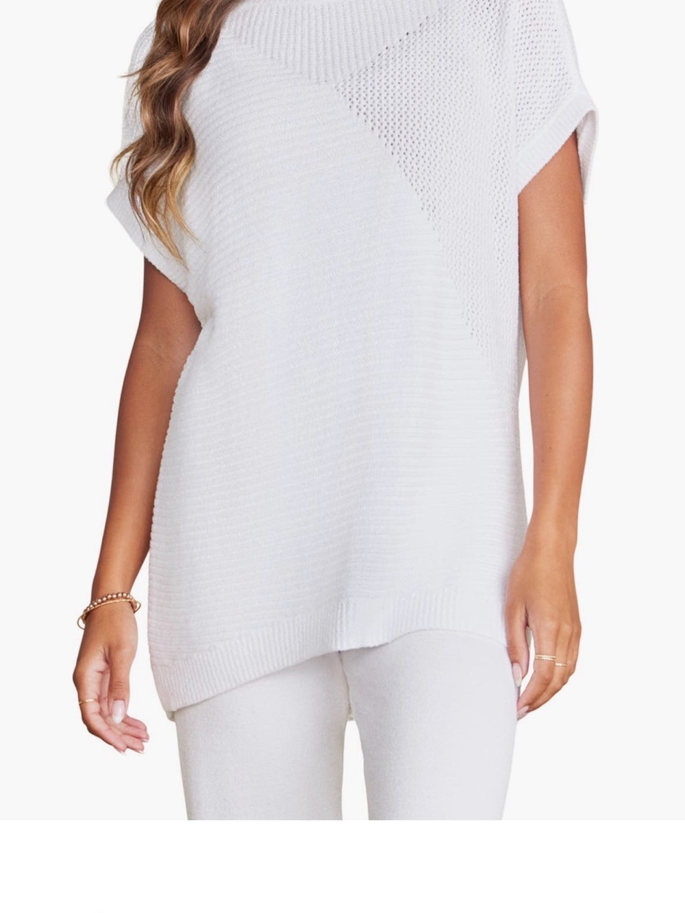 Barefoot Dreams Lightweight White Knit Tunic Sweater
